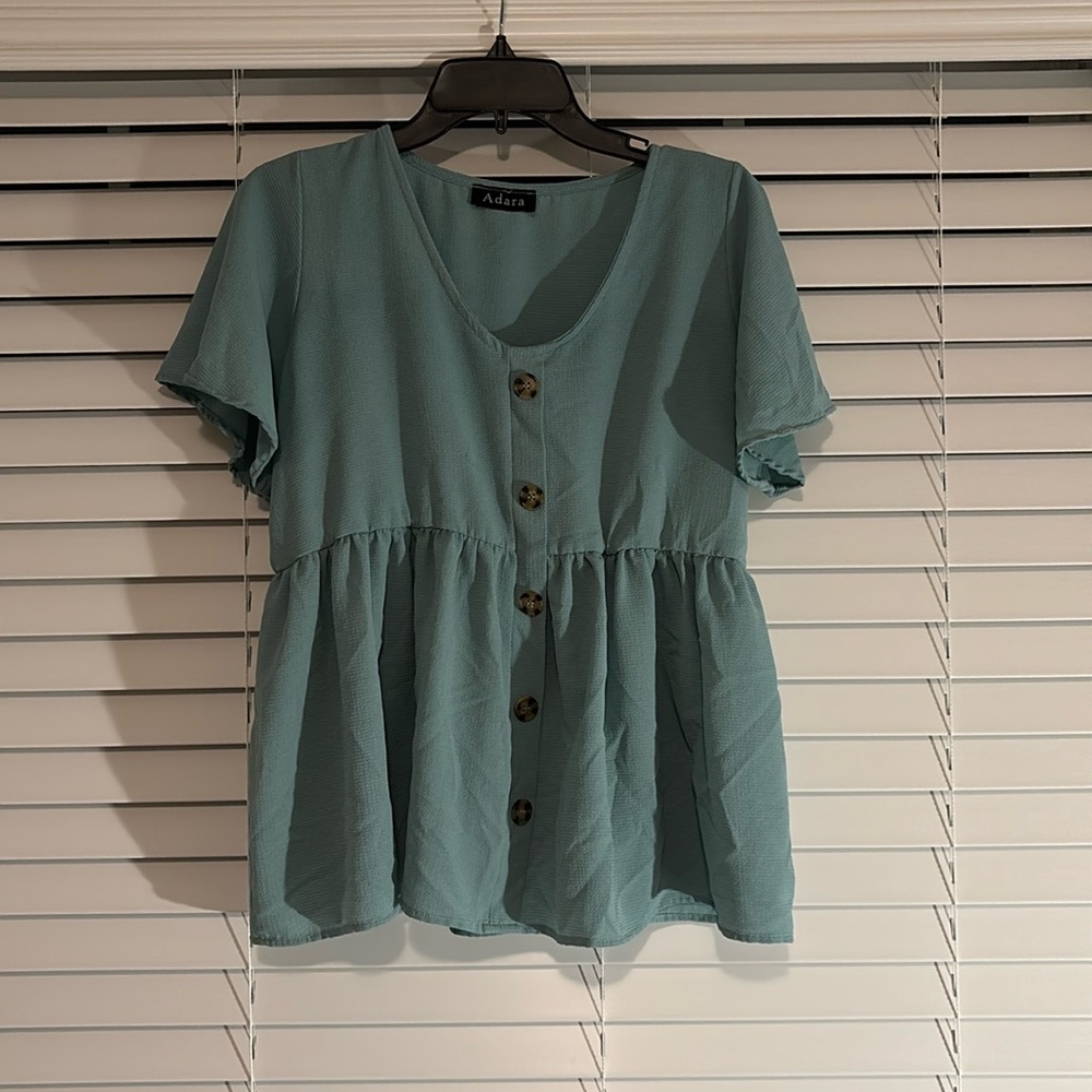 Medium teal button Adara blouse